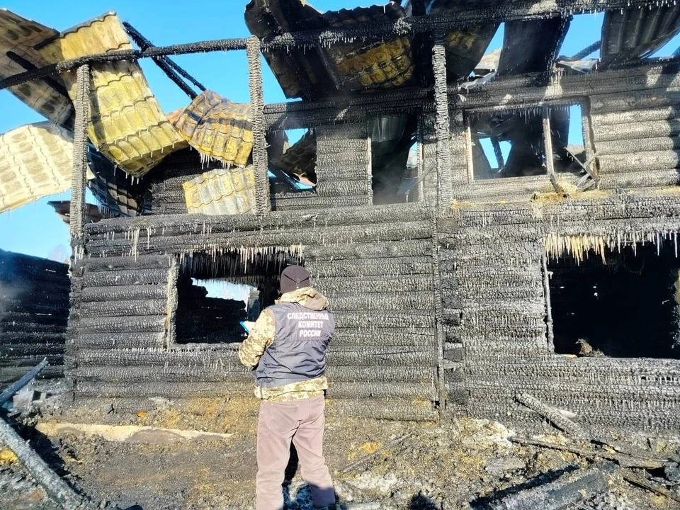 В горевшем доме обнаружены тела трех человека. Фото: СК по Томской области