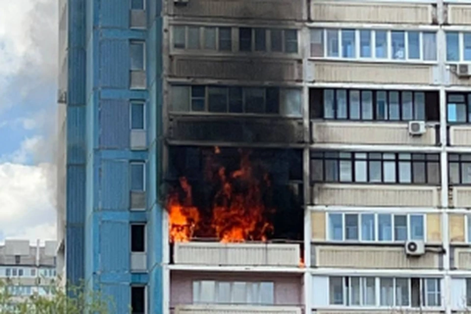 Сотрудники МЧС тушат огонь
