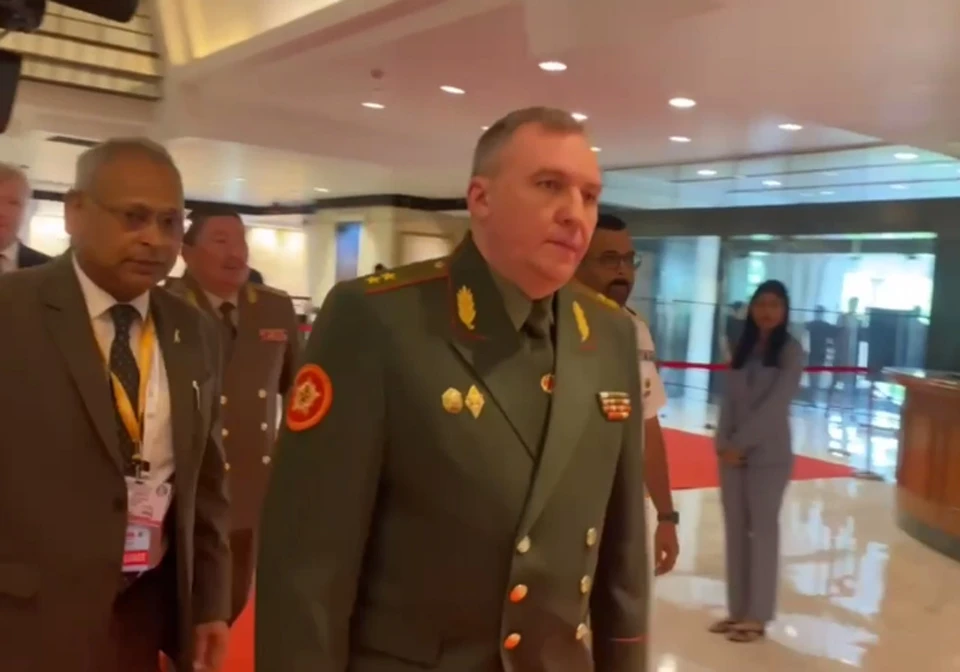 Виктор Хренин выступил в Нью-Дели. Фото: кадр видео Минобороны Беларуси.