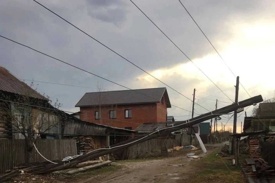 Ветер повалил электролинии по всему городу. Фото: Березниковский водоканал.