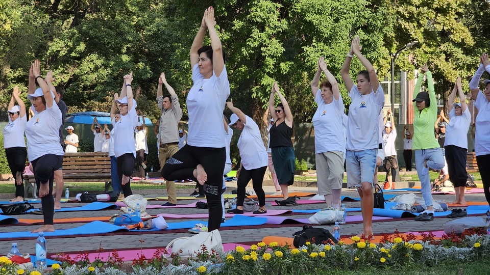 Кыргызстан отмечает Международный день йоги в Бишкеке и других городах. В этот день проводятся массовые занятия йогой, в которых могут принять участие и новички, и уже много лет практикующие занятия ей.