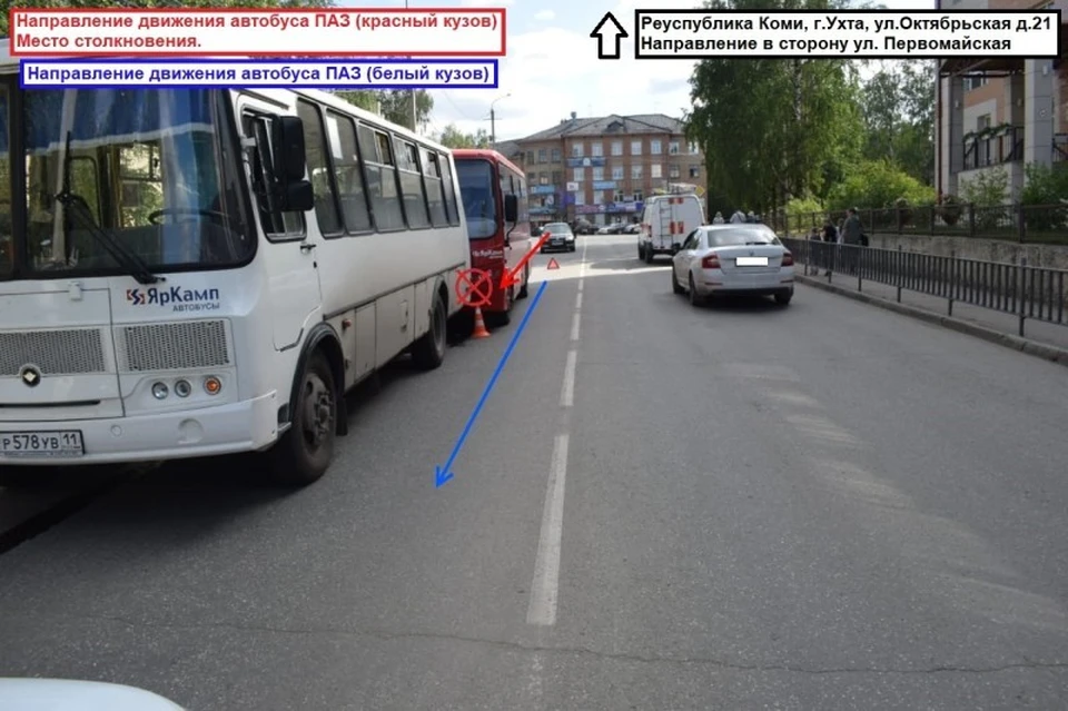 При столкновении двух автобусов в Ухте пострадали два пенсионера