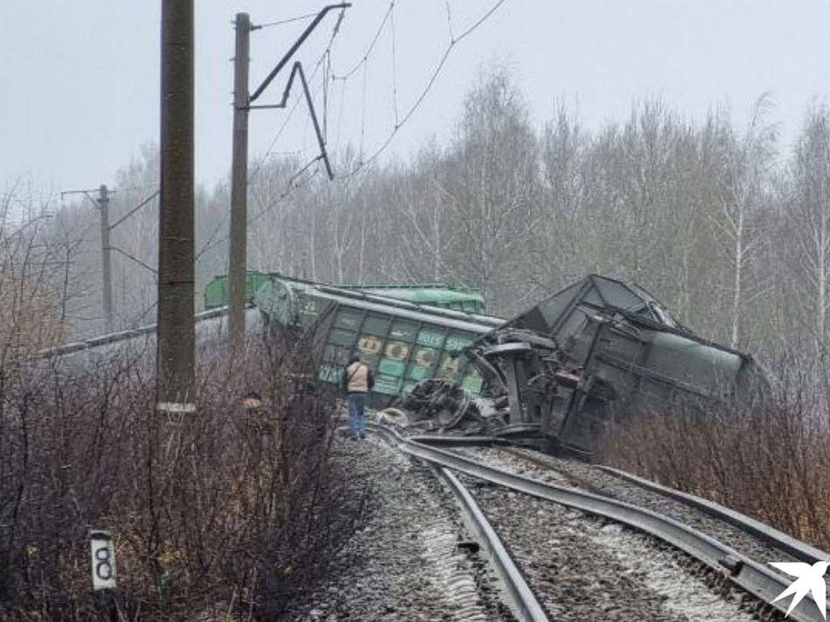 Грузовой поезд ушел под откос в черте Рязани. С рельсов сошли 19 вагонов с  удобрениями - KP.RU