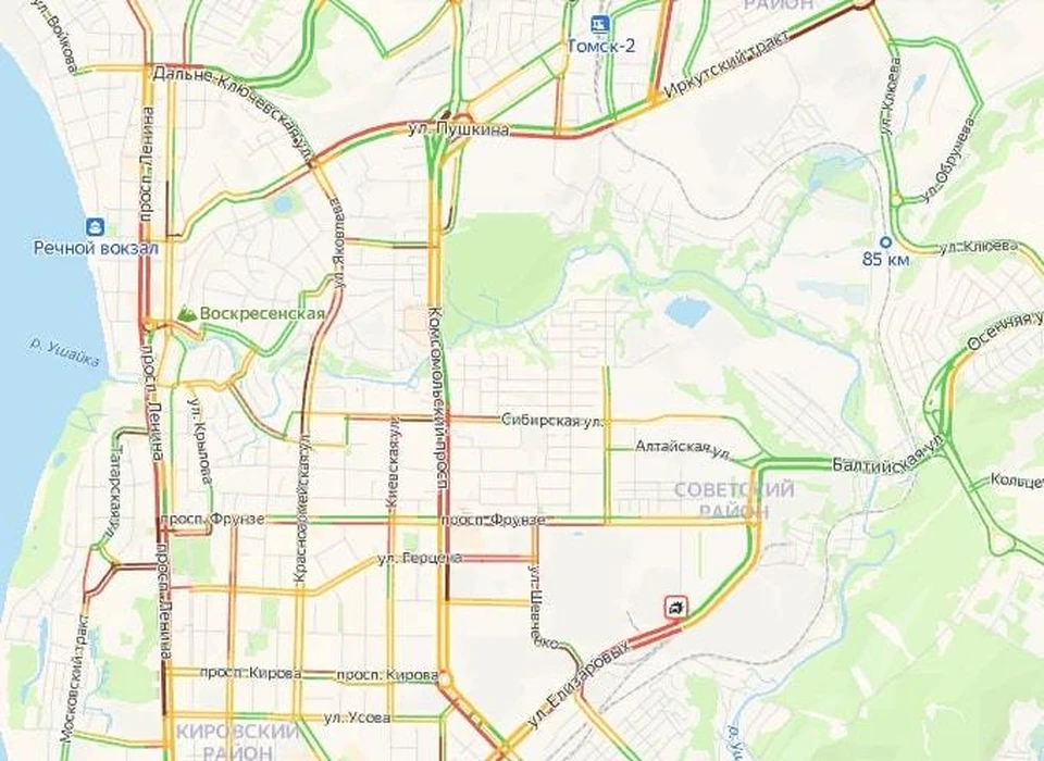 Пробки томск сейчас карта смотреть