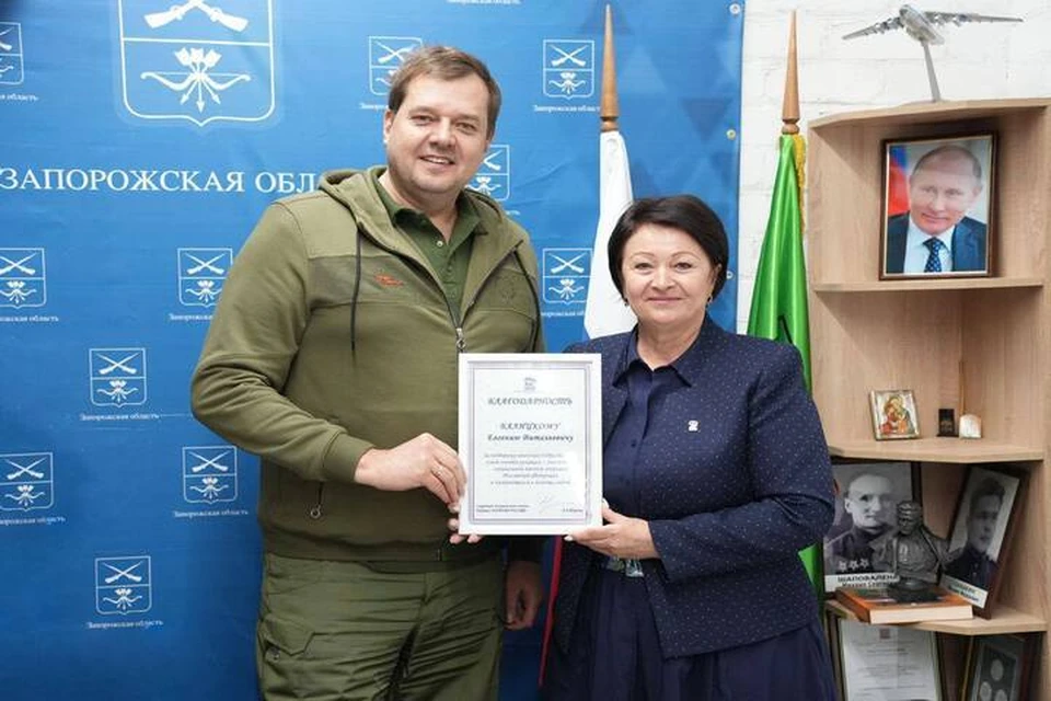 Данильченко отметила, что долгие годы работает с главой региона и каждый день видит его самоотверженность, смелость и любовь к родной земле. ФОТО: тг-канал Галины Данильченко