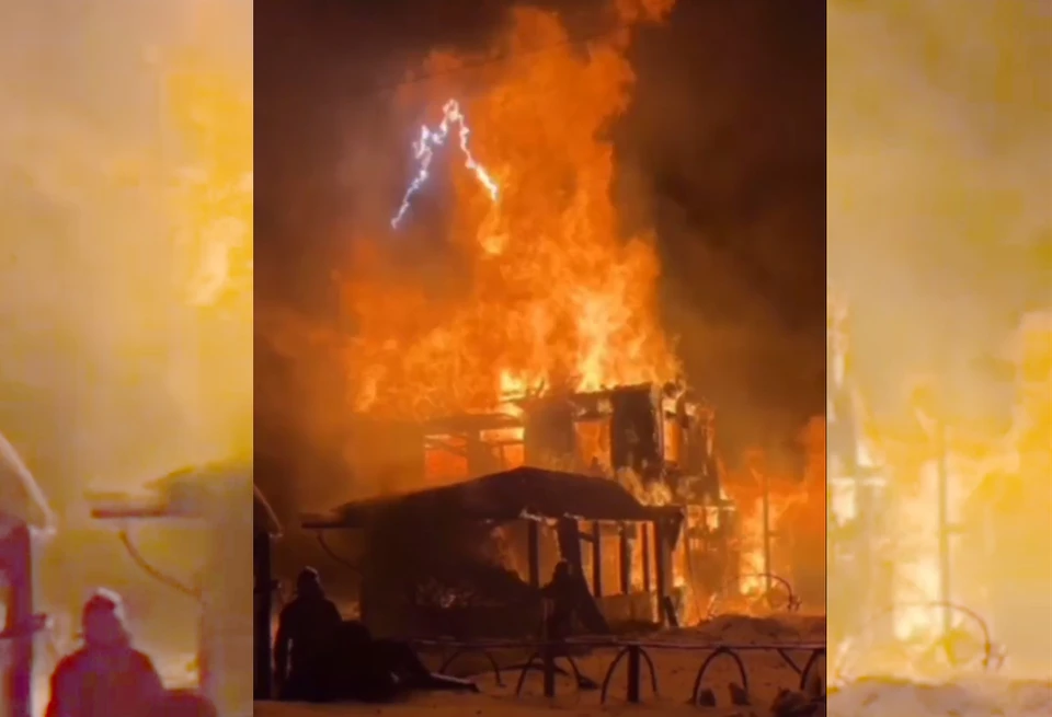 Пожар дома под ЛЭП | Скрин видео от Владислава Трушникова