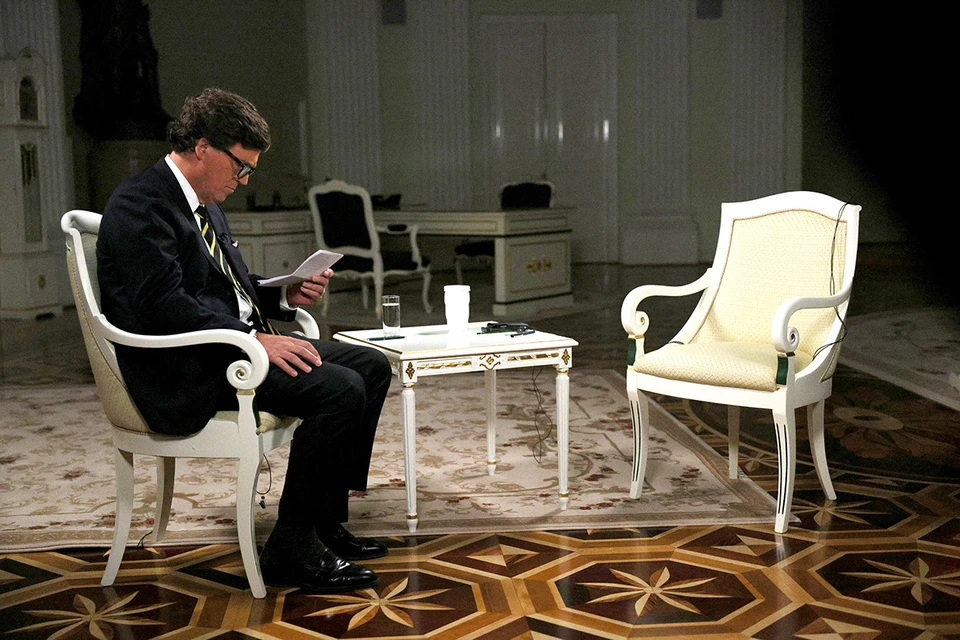 Американский журналист Такер Карлсон за минуты до встречи с Владимиром Путиным