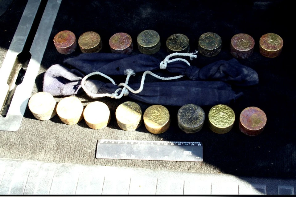 16 цилиндрических слитков золота были спрятаны в багажнике внедорожника. Фото: УФСБ по Якутии