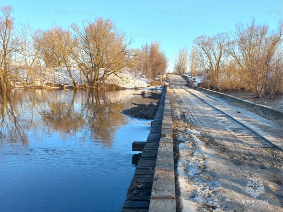 Из-за половодья в Рязанской области 12 мостов могут оказаться под водой в ближайшие сутки. Фото: ГУ МЧС по Рязанской области.