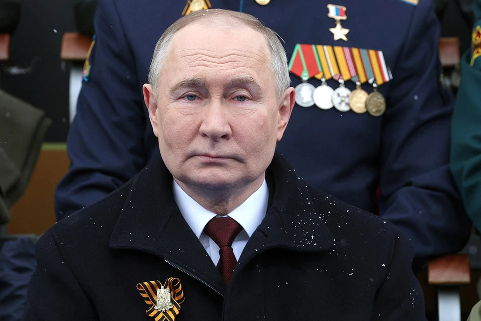 Президент России Владимир Путин во время выступления на Красной площади.