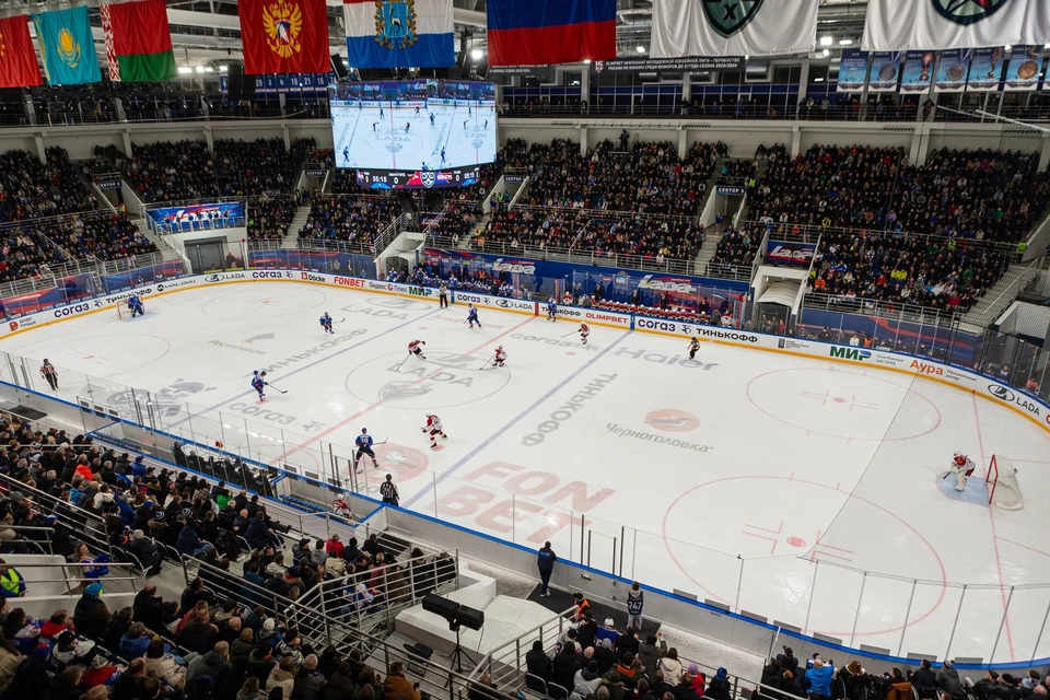 В сезоне 2023/2024 тольяттинцы вернулись в КХЛ и пробились в плей-офф по итогам регулярного чемпионата. Фото: ХК «Лада» (Тольятти).