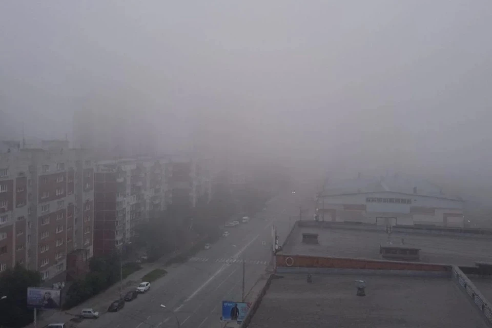 Густой туман окутал Новосибирск утром 5 июля.