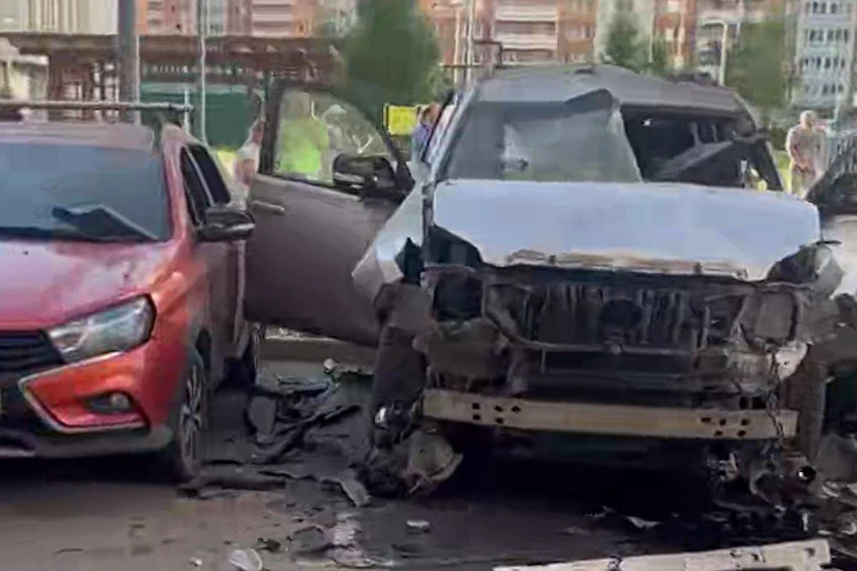 Опубликовано видео последствий взрыва автомобиля на севере Москвы