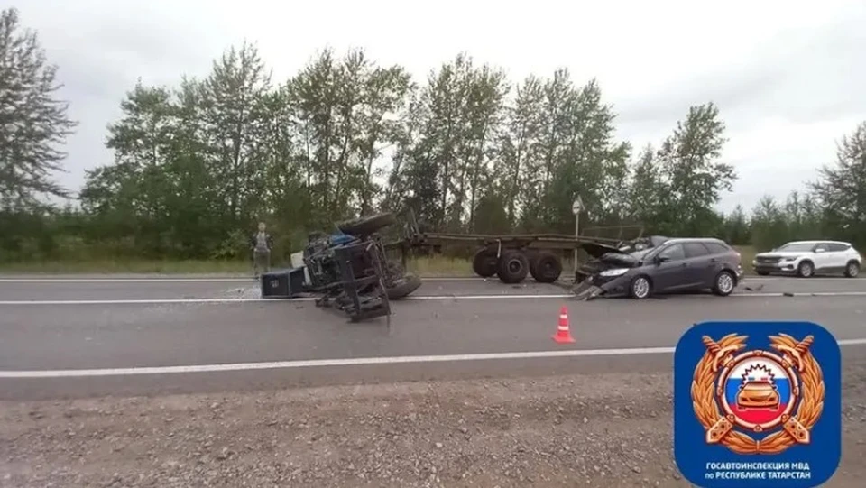 ДТП произошло на трассе Чистополь - Нижнекамск. Фото: Госавтоинспекция РТ.