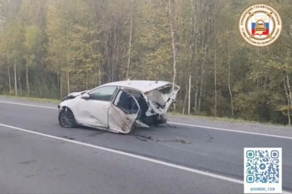 Фото с места смертельной аварии: т-г канал Управления Госавтоинспекции Пермского края.