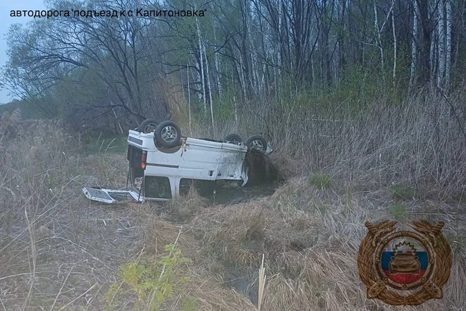 Пьяный водитель слетел в кювет и перевернулся в Хабаровском крае Фото: Госавтоинспекция Вяземского района
