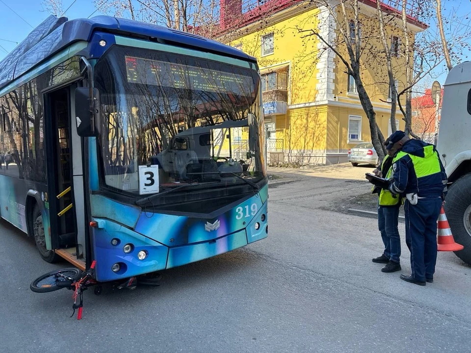 Ребенок на самокате угодил под колеса троллейбуса. Фото: Госавтоинспекция Мурманской области