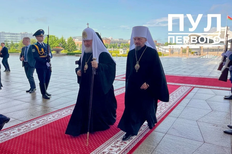 Лукашенко 6 июня в пятницу проводит встречу во Дворце Независимости с Патриархом Московским и всея Руси Кириллом. Фото: телеграм-канал «Пул Первого»