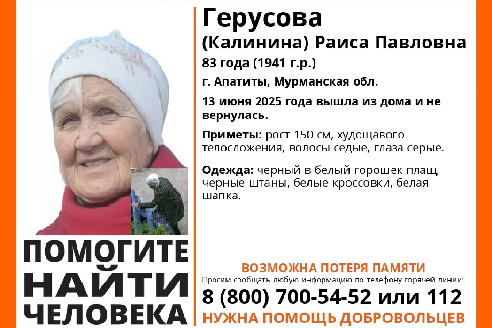 Бабушка ушла из дома 13 июня и не вернулась. Фото: vk.com/la_murmansk