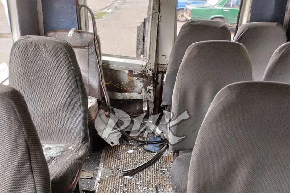 Последствия удара БПЛА ВСУ по автобусу в Горловке. Фото: ТГ/Приходько