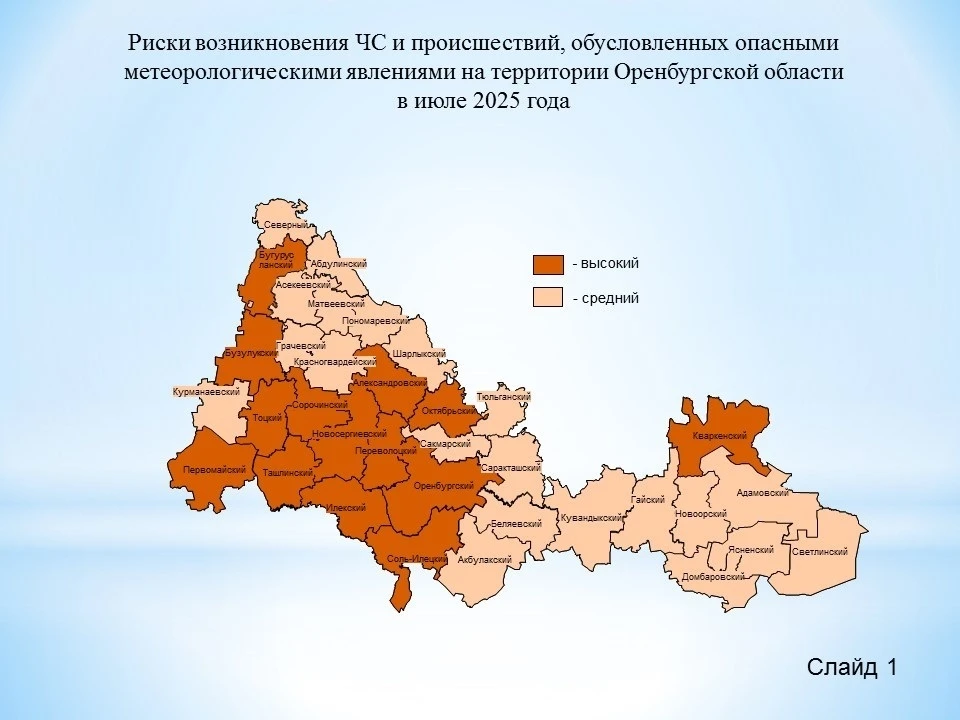 Сразу несколько территорий Оренбуржья попали в список наиболее подверженных возникновению ЧС.