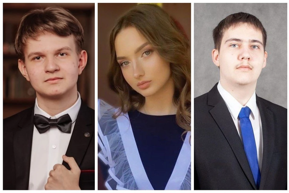 Слева направо: Петр Замахин, Кристина Привезенцева и Андрей Андронов - стобалльники по информатике в Рязанской области на ЕГЭ - 2025.