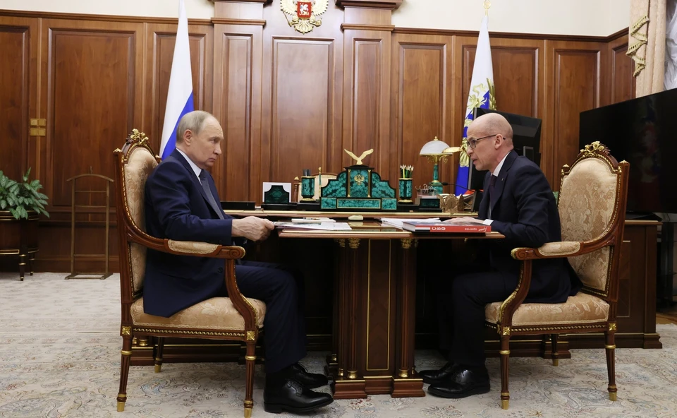 Владимир Путин провел рабочую встречу с Главой Удмуртской Республики Александром Бречаловым. Фото: udmurt.ru