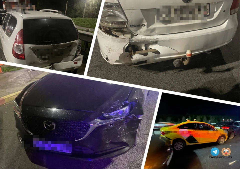 В Уфе в выходные столкнулось сразу восемь автомобилей.