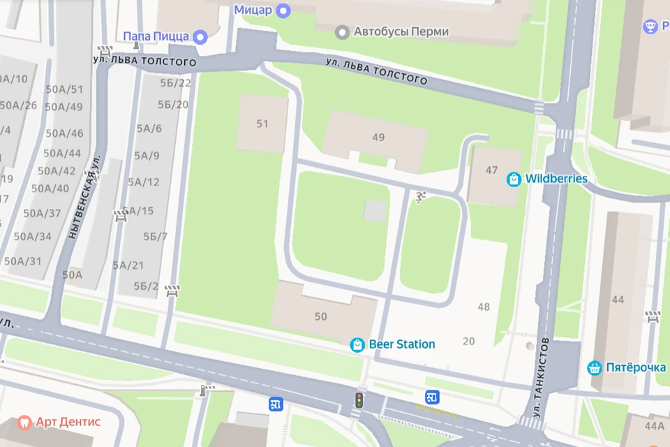 Фрагмент карты сервиса «Яндекс Карты»