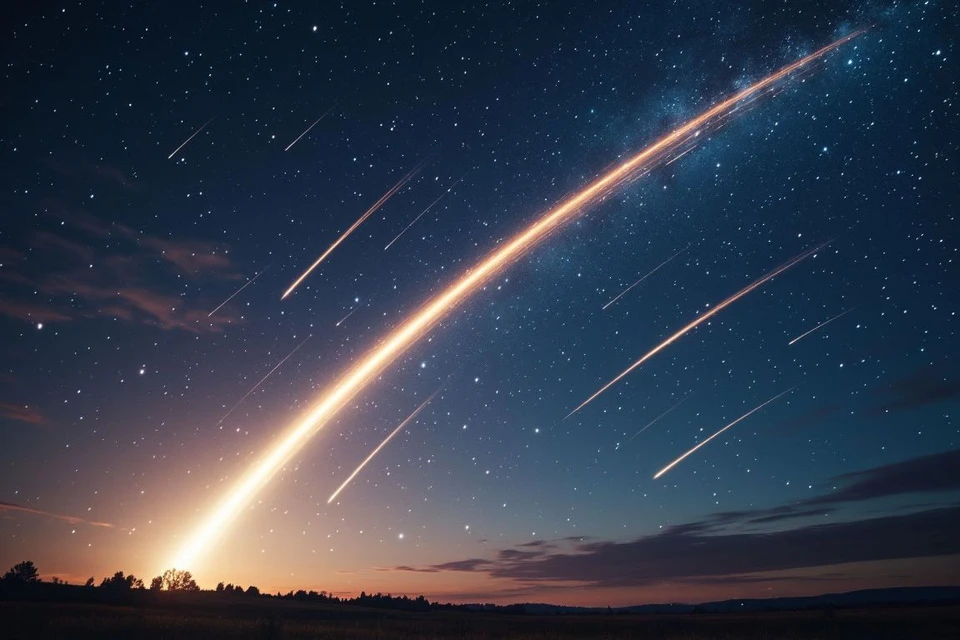 Рано утром 18 ноября группа наблюдателей сможет увидеть до 10 метеоров в небе над Уралом Фото: сгенерировано нейросетью