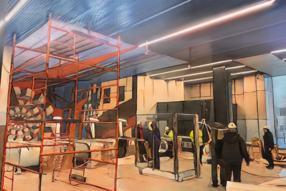 Отделочные работы в кассовом зале вестибюля станции на завершающем этапе. Фото: t.me/podzemnik_spb