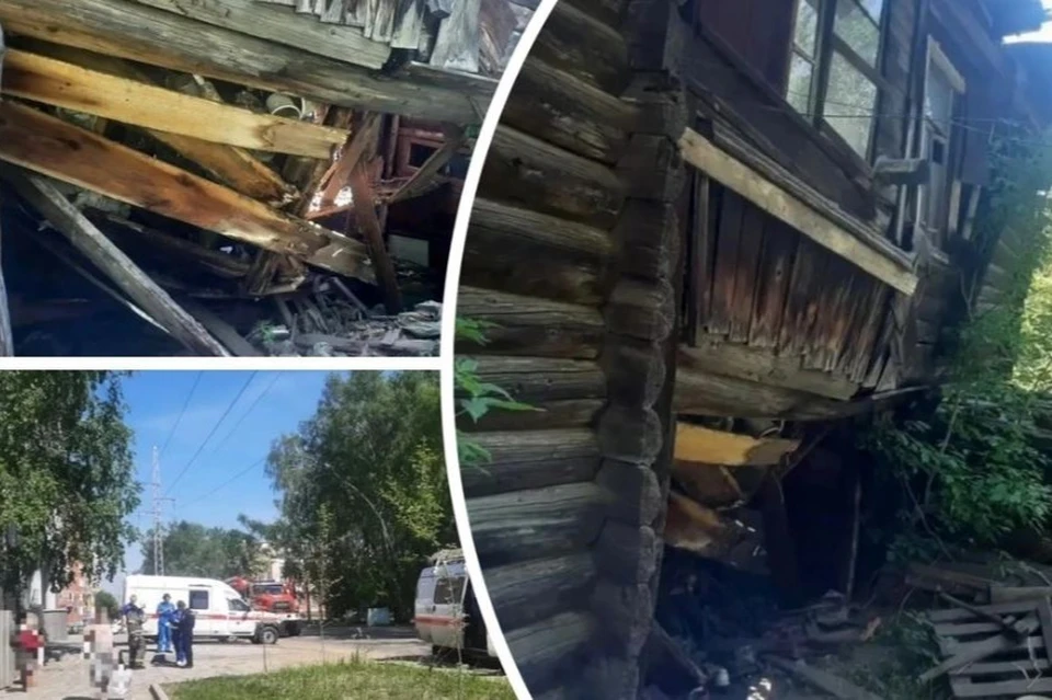 Мужчина оказался заблокирован на втором этаже из-за обвала кровли. Фото: ОГБУ «ТО ПСС»
