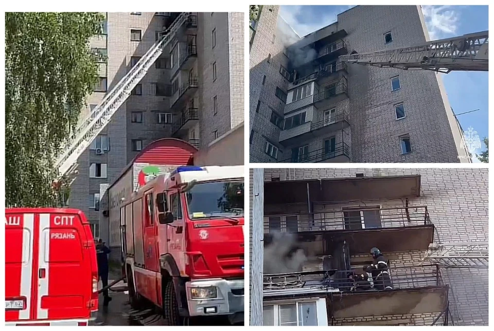 Из горящего здания вывели 15 человек. Фото: ГУ МЧС России по Рязанской области.
