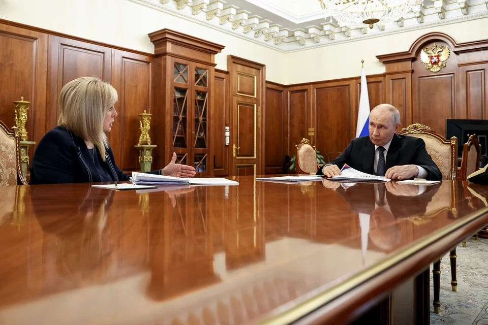 Элла Памфилова сообщила на встрече с президентом России Владимиром Путиным о подготовке в выборам. Фото: Александр Казаков/ТАСС