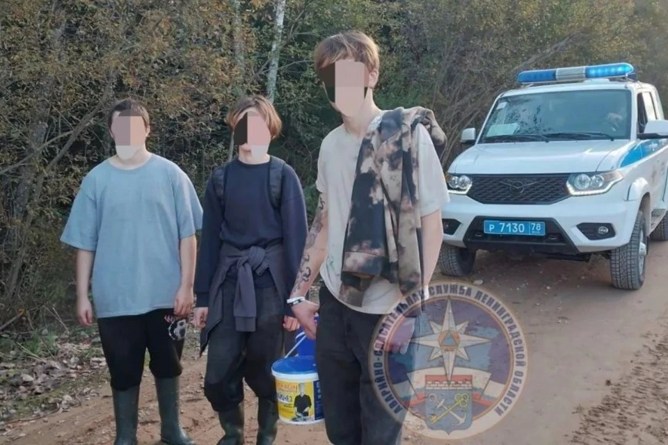 Подростков вывели из леса. Фото: аварийно-спасательная служба ЛО.