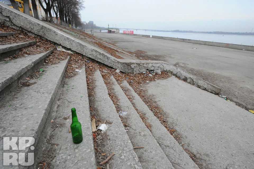 Набережная в Перми выглядит пока совсем непривлекательно.