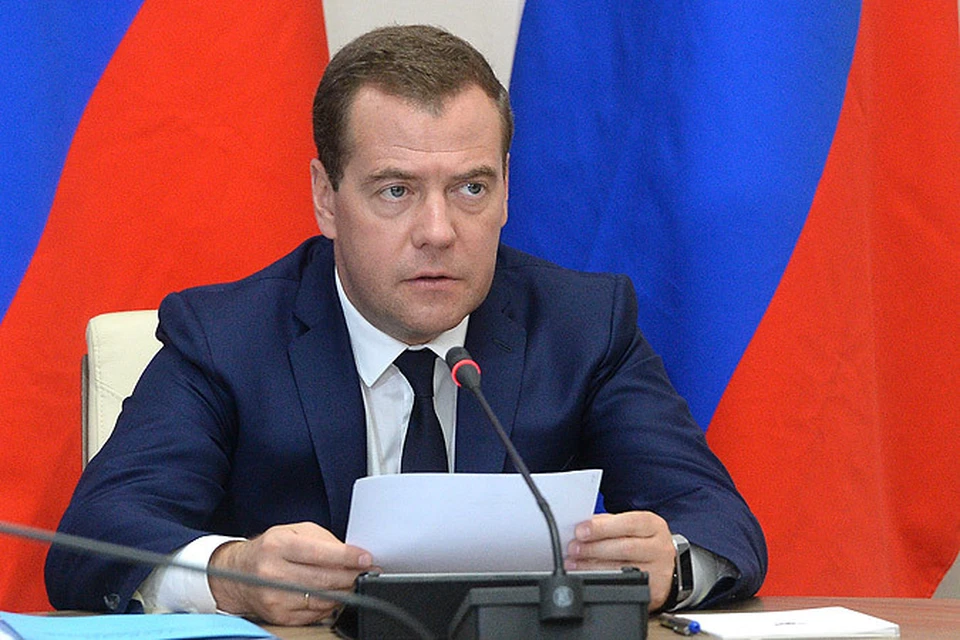 Председатель правительства России Дмитрий Медведев во время заседания Правительственной комиссии по вопросам социально-экономического развития Северо-Кавказского федерального округа (СКФО).