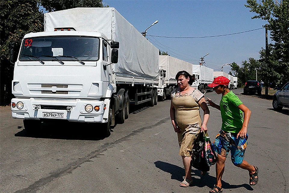 Грузовики гуманитарного конвоя вернулись в Россию из Луганска