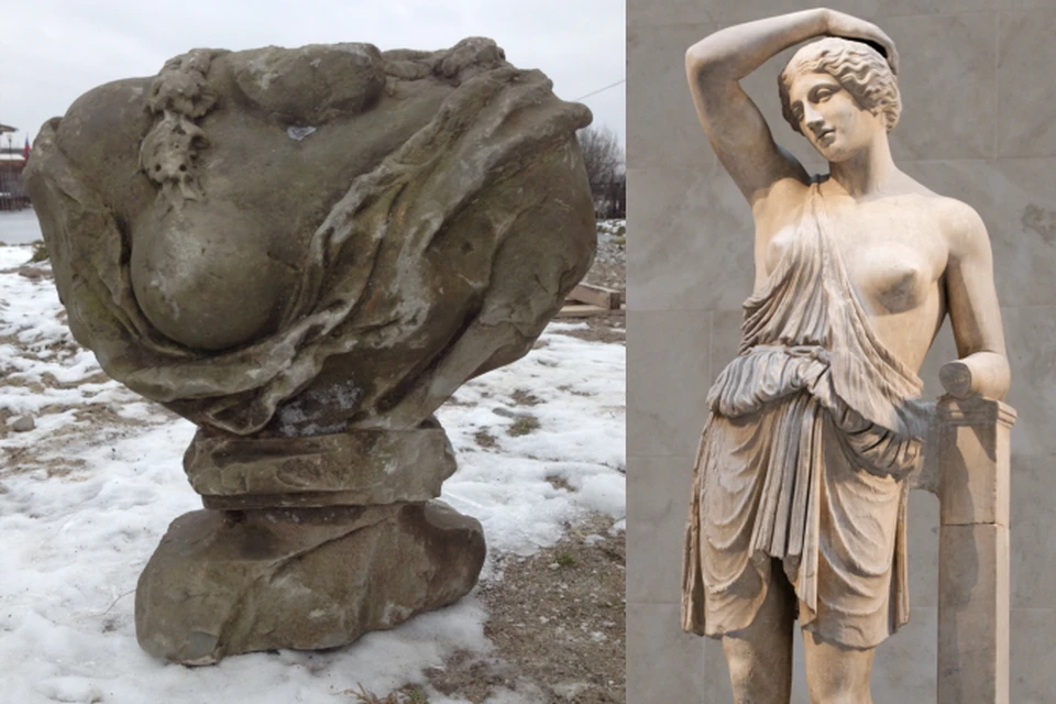 Найденное изваяние имеет немало общего с другими скульптурами серии (справа - копия из Метрополитен-музея).