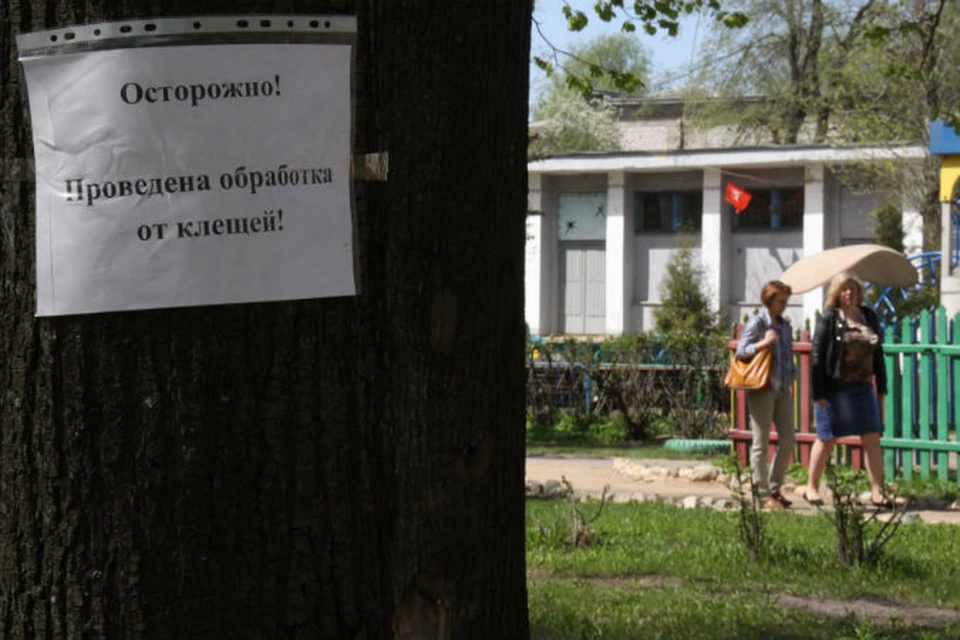 Клещей подхватывают даже под табличками, уведомляющими о проведенной обработке.