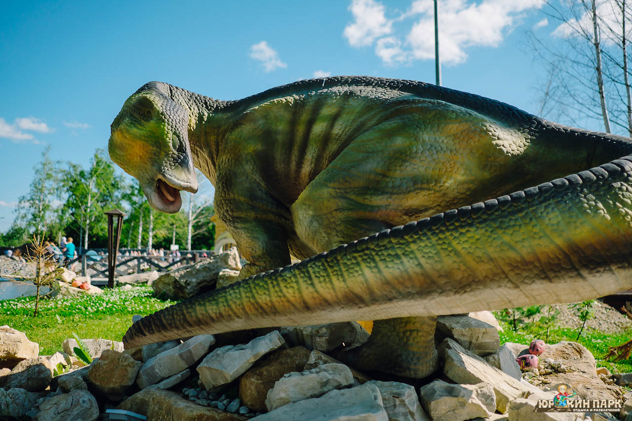 В парке дети не только веселятся, но и гуляют вместе с доисторическими великанами. Фото: vk.com/yurkin_park