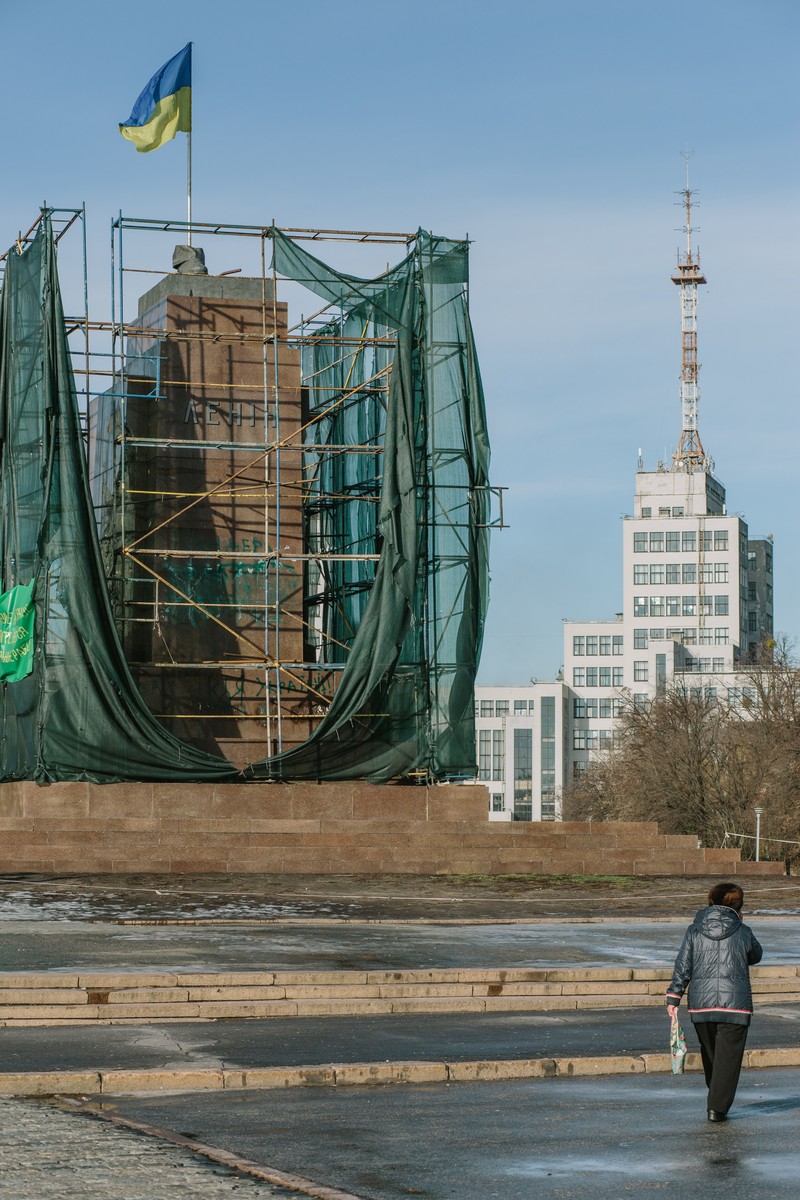 Постамент памятника Ленину в Харькове, который был снесен.