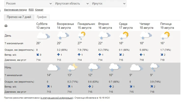 Погода в Иркутске сегодня по часам — температура, ветер, осадки, влажность