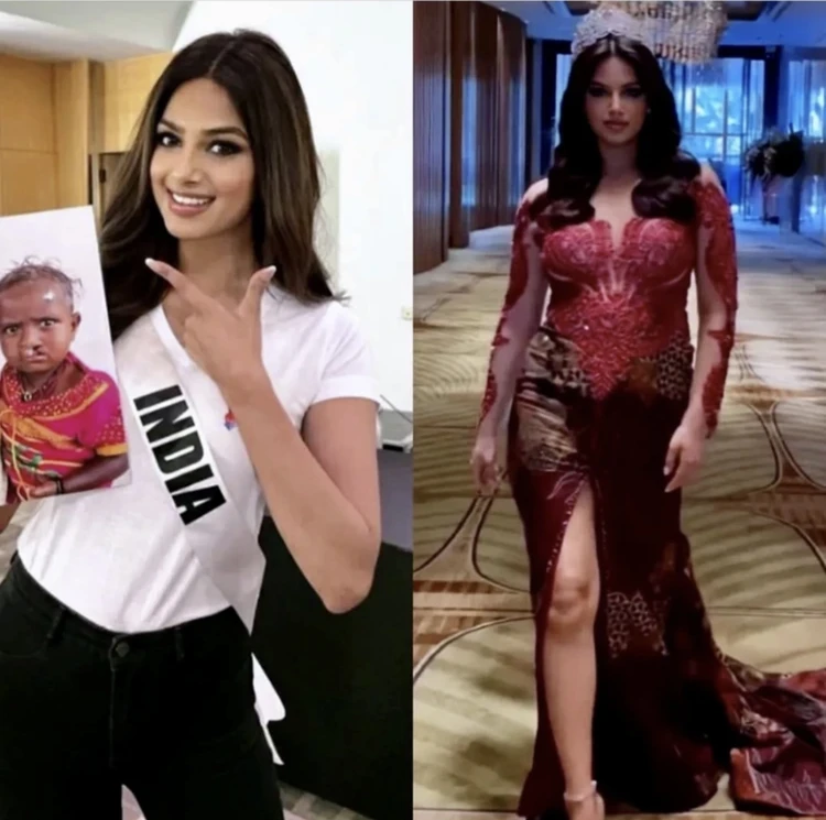 Харнааз Сандху до и после победы в "Мисс Вселенная".