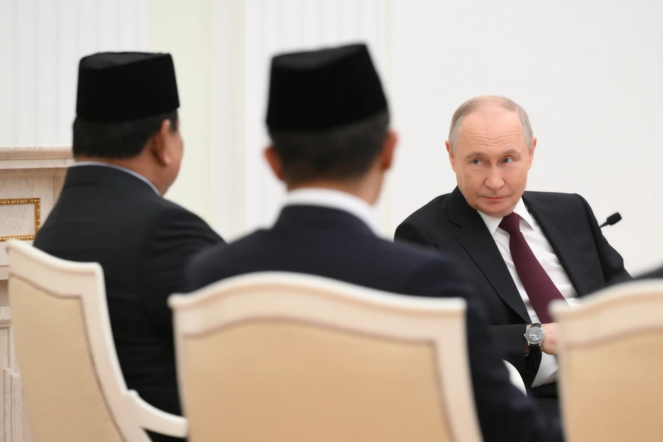 Владимир Путин и президент Индонезии Прабово Субианто во время встречи в Кремле. Фото: Григорий Сысоев/POOL/ТАСС