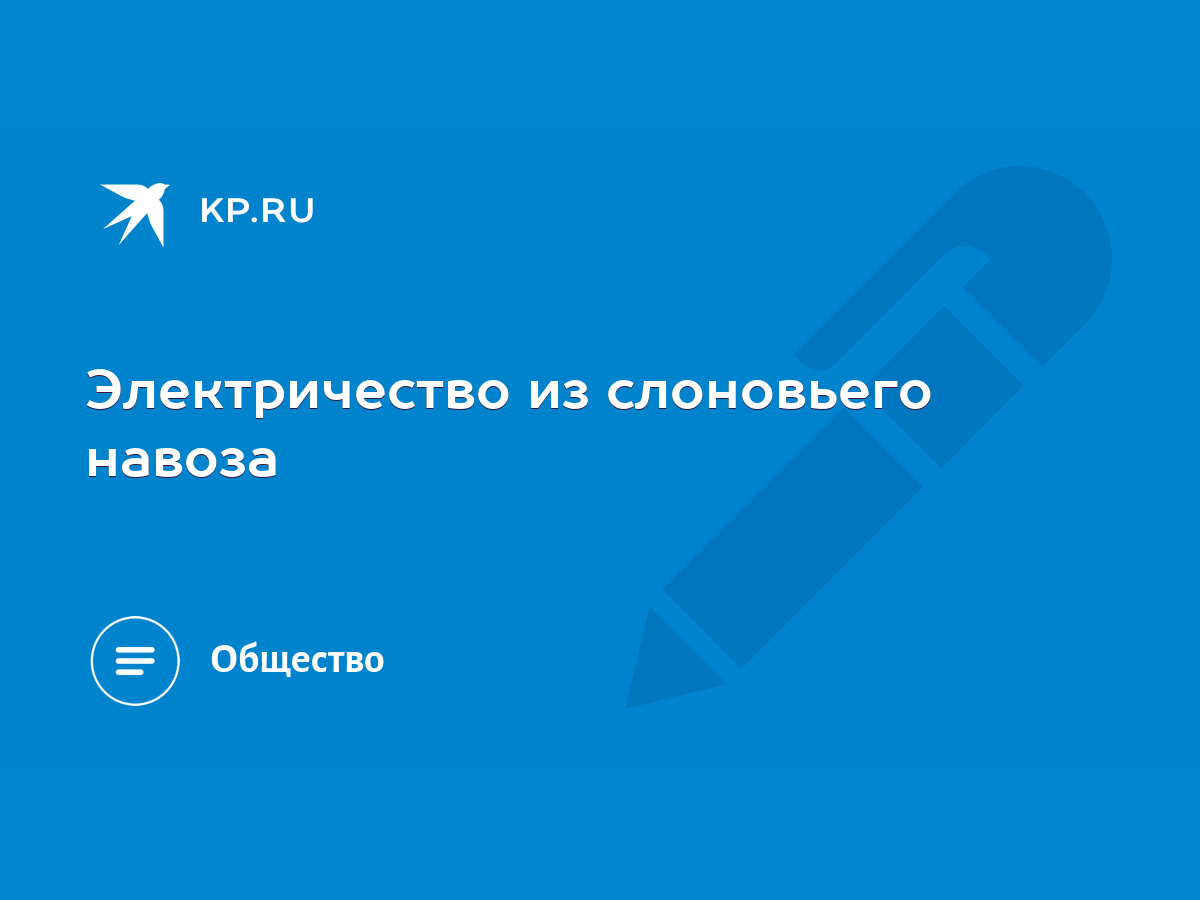 Электричество из слоновьего навоза - KP.RU