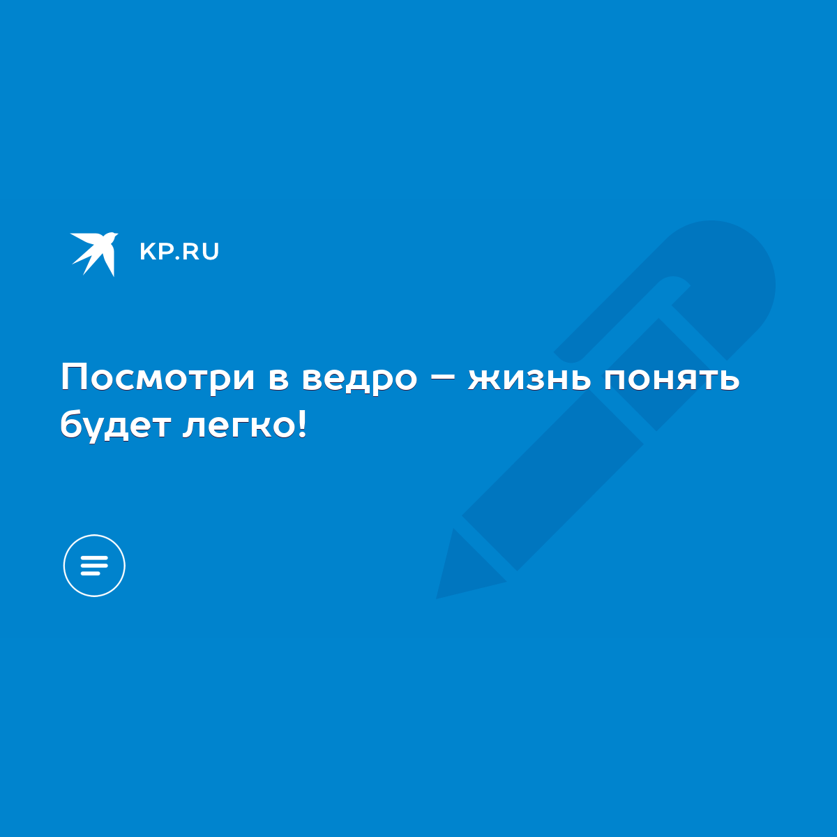 Посмотри в ведро – жизнь понять будет легко! - KP.RU