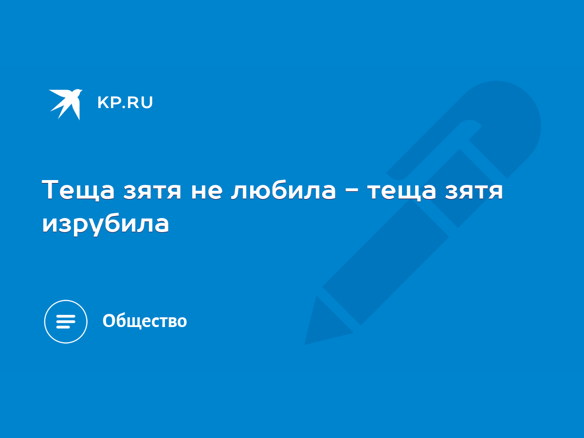 Теща зятя не любила - теща зятя изрубила - KP.RU