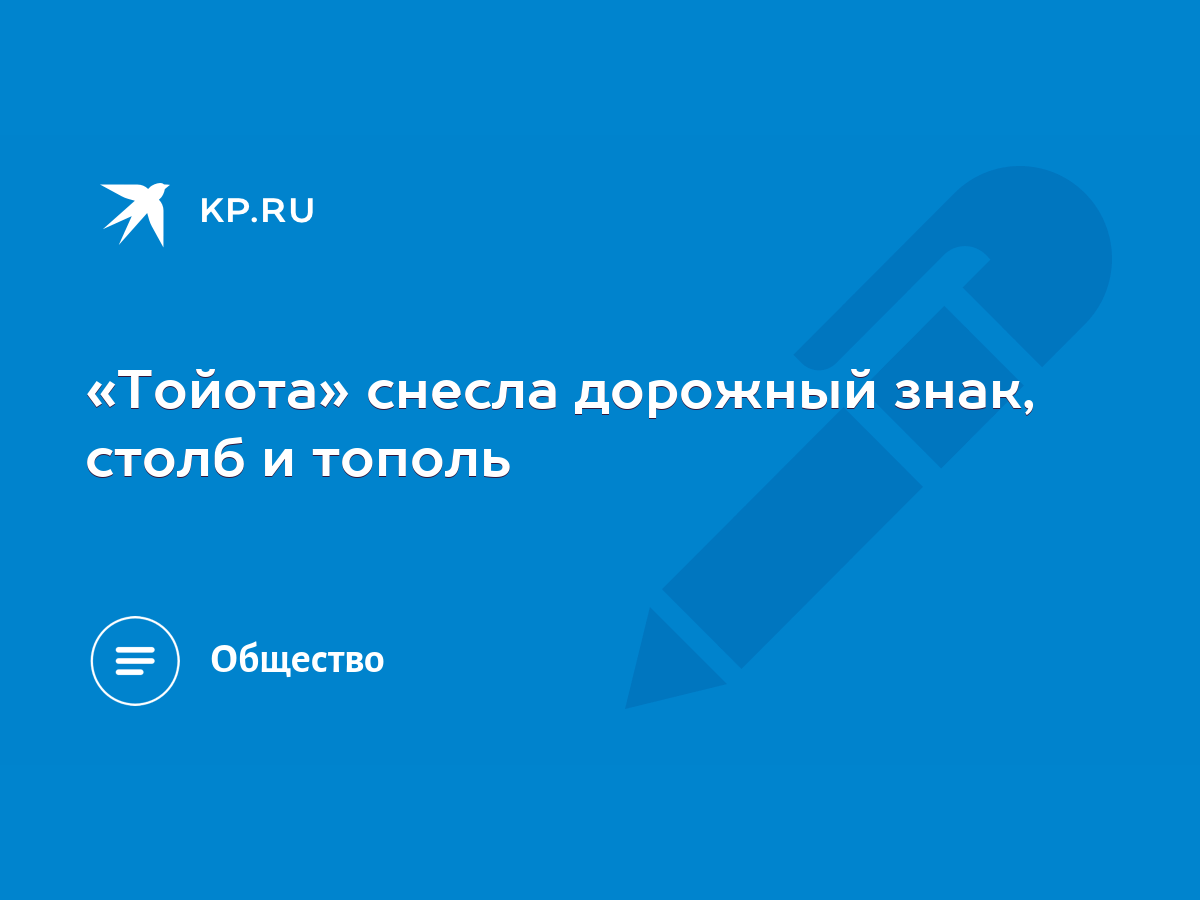 Тойота» снесла дорожный знак, столб и тополь - KP.RU