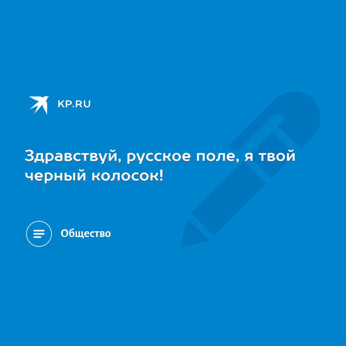 Здравствуй, русское поле, я твой черный колосок! - KP.RU